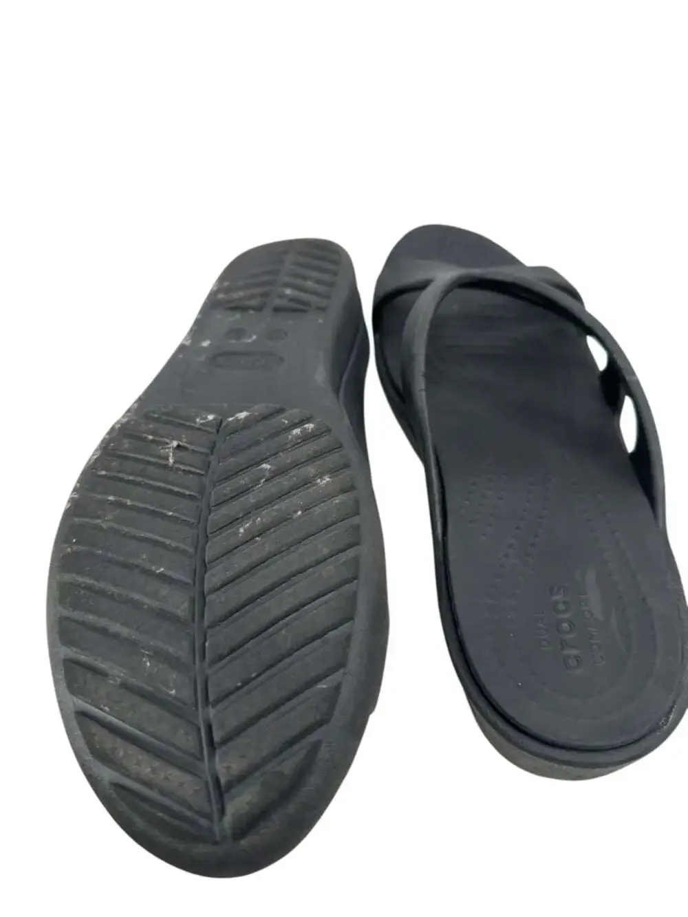 Crocs Sanrah Wedge Comfort Slide Sandals Black Lightweight Womens Size 9